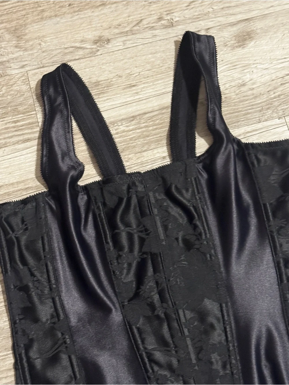 Black Satin Shaping Corset Tank Top size 40